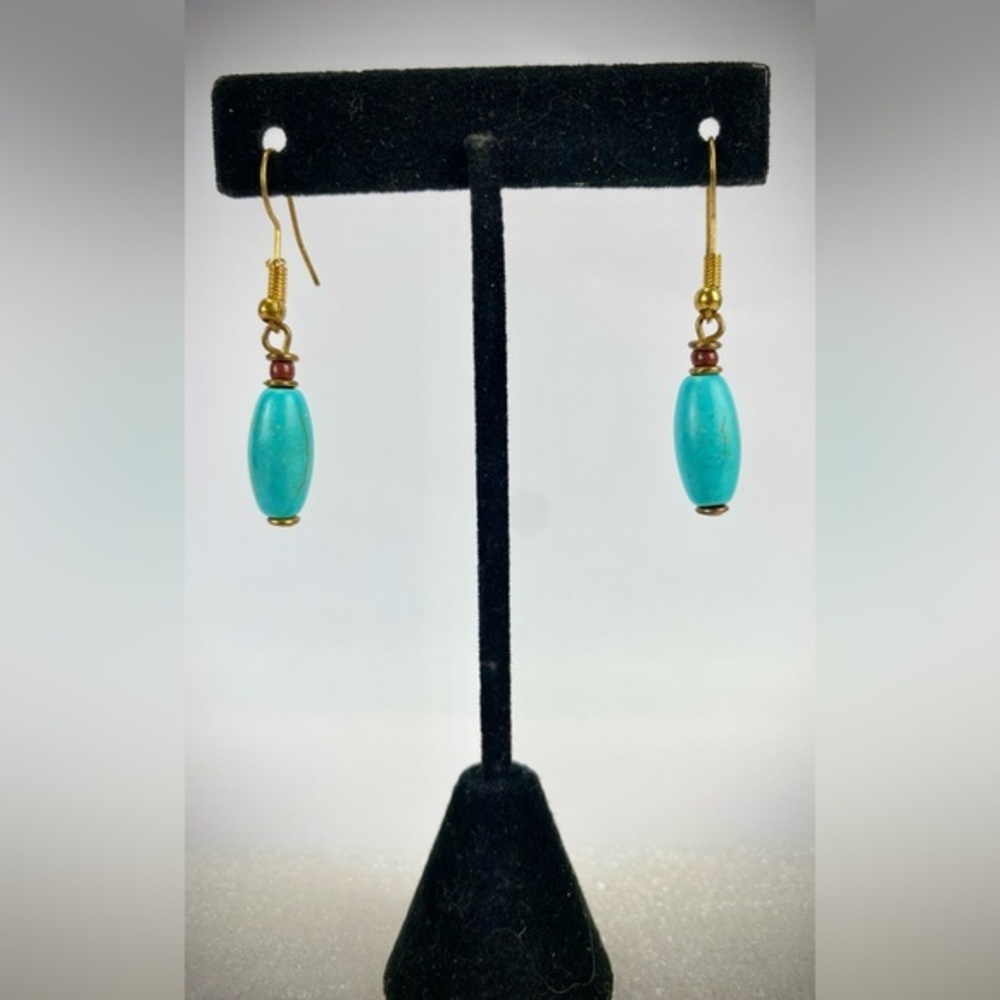 NWOT Elegant Turquoise Teardrop Earrings with Brass Hooks
